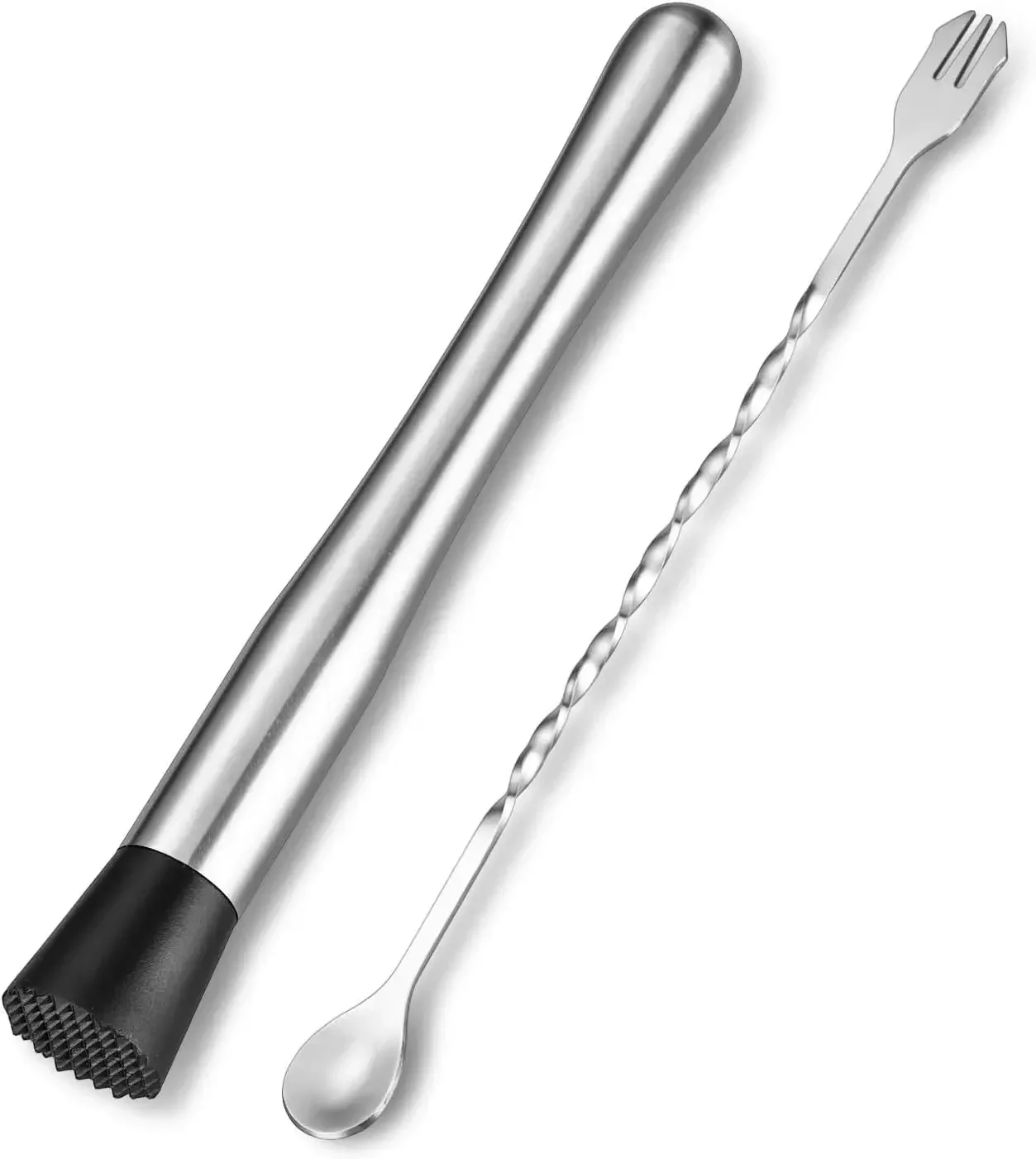 2 Pieces Stainless Steel Popsicle Sticks 10-inch Cocktail Ice Crusher Cocktail Milk Tea Ice Masher Bar Spoon Stirring Stick