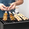2/5/10Pcs Double Needle Stainless Steel Barbecue Skewer Reusable BBQ Skewers Double-Ended BBQ Fork Semi-automatic Barbecue Fork