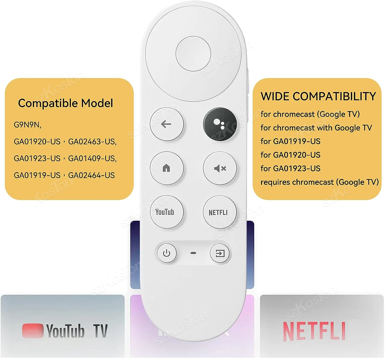  Mando a distancia de repuesto para Google Chromecast 4k Snow  Streaming Media Player (solo control remoto) - GA01919REM GA01919-US :  Electrónica