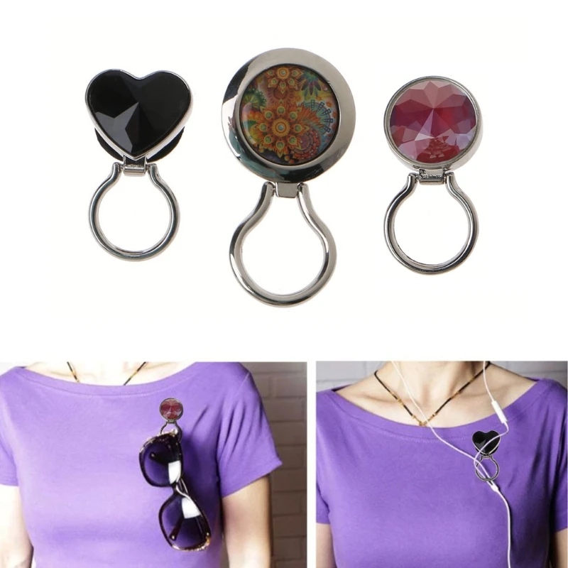 Magnetic Eyeglass Holders Metal Blossom Flower ID Badge Holder Brooches  Hanger Fashion Ornament Jewelry