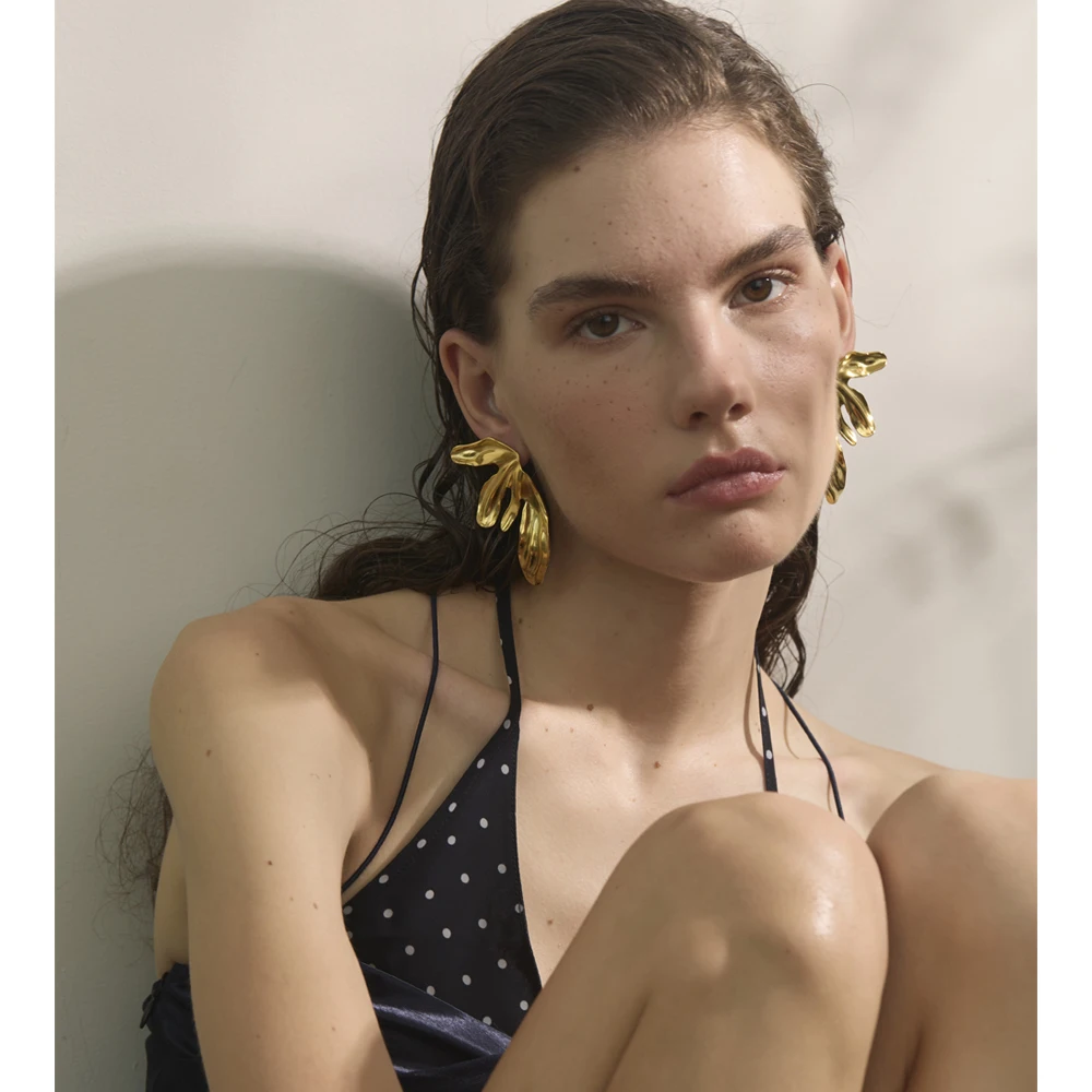 Yhpup Earrings Stainless Steel 18k Gold PVD Plated Prevents Allergy for Women