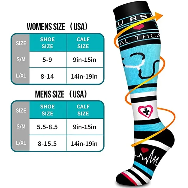 Compression Socks Knee Height 20-30mmHg Men Women Running Football Bicycle Nylon Sports Socks Medical Varicose Edema Pregnancy