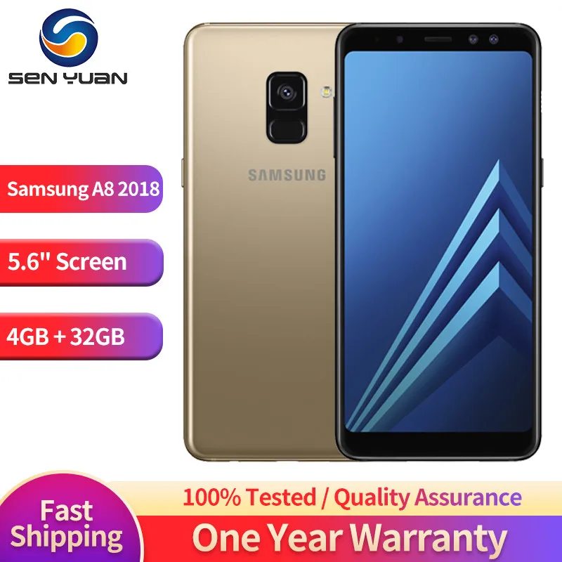 

A530F Original Samsung Galaxy A8 (2018) 5.6" Octa Core 4GB RAM 32GB ROM LTE 4G 16MP Camera Single/Dual SIM Unlocked Cellphone