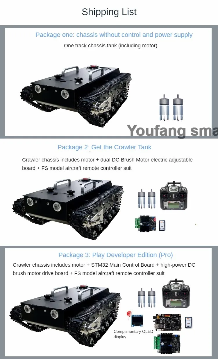 30kg Load RC Tank Chassis Metal Track 12VDC Motor Shock Absorption for STM32 Controller with FS Handle Programmable Robotic Car