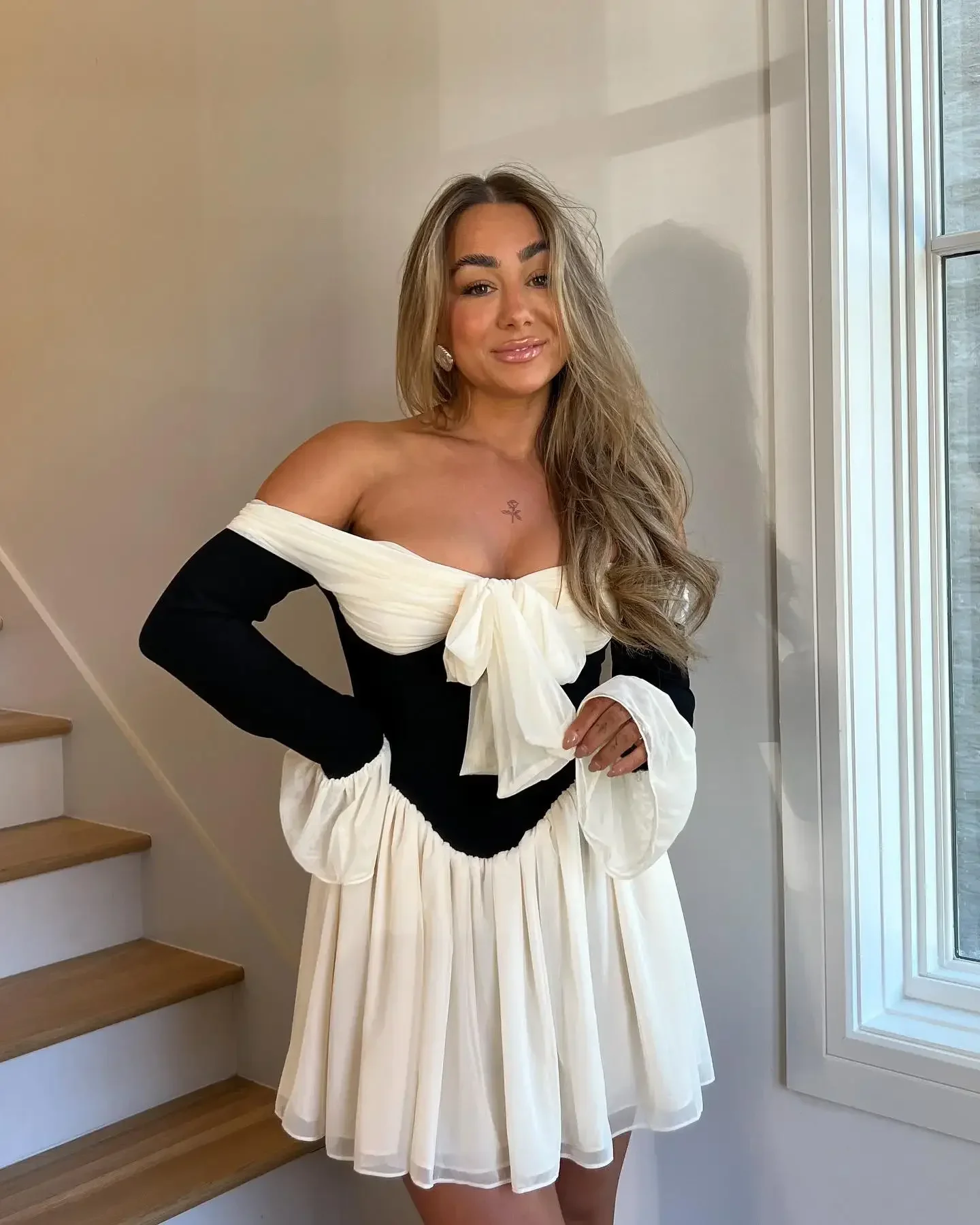 Heon double collar pleated flare dress ワンピース pleated collar resort style dress – BUNNY APARTMENT