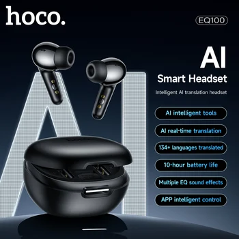 HOCO Smart AI Traduzione in tempo reale Auricolare Supporto App Controllo Musica Sport Auricolari HiFi EQ Suono Cuffie per viaggi d'affari