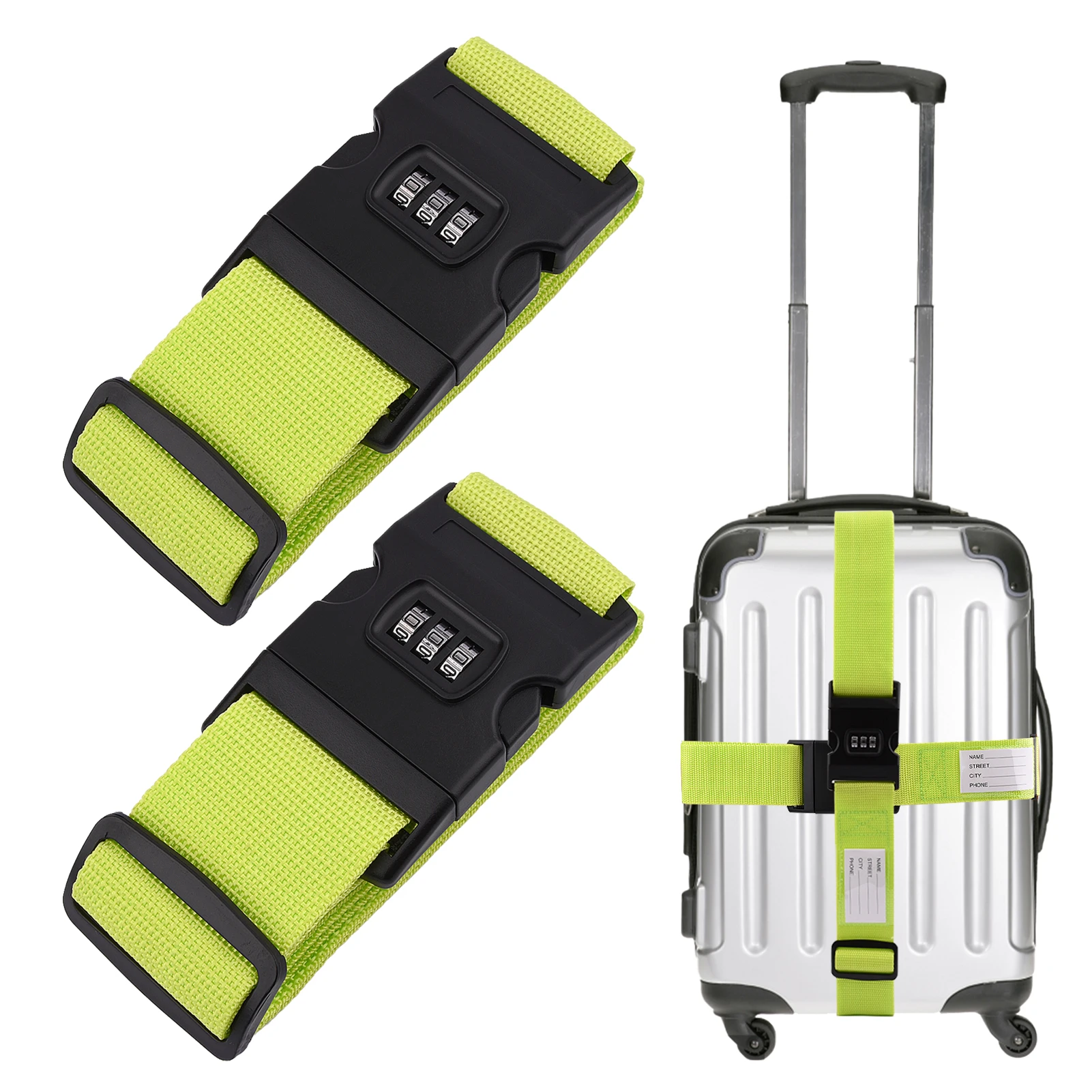 

2pcs Password Luggage Strap Accessories For Suitcases Baggage Security Packing Belt With Combination Lock Travel Durable