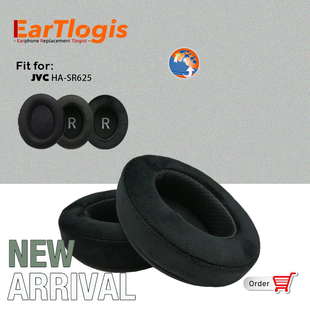 

EarTlogis Replacement Ear Pads for JVC HA-SR625 Headphones Thicken Memory Foam Cushions Oval Headset Earmuff Earpads