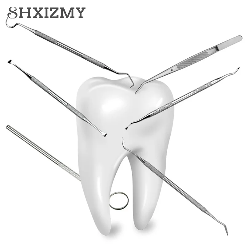 

1/6PCS Stainless Steel Dental Plaque Tartar Removal Tool Dental Mirror Dental Kit Pocket Mouth Tooth Care Mirror Appliance