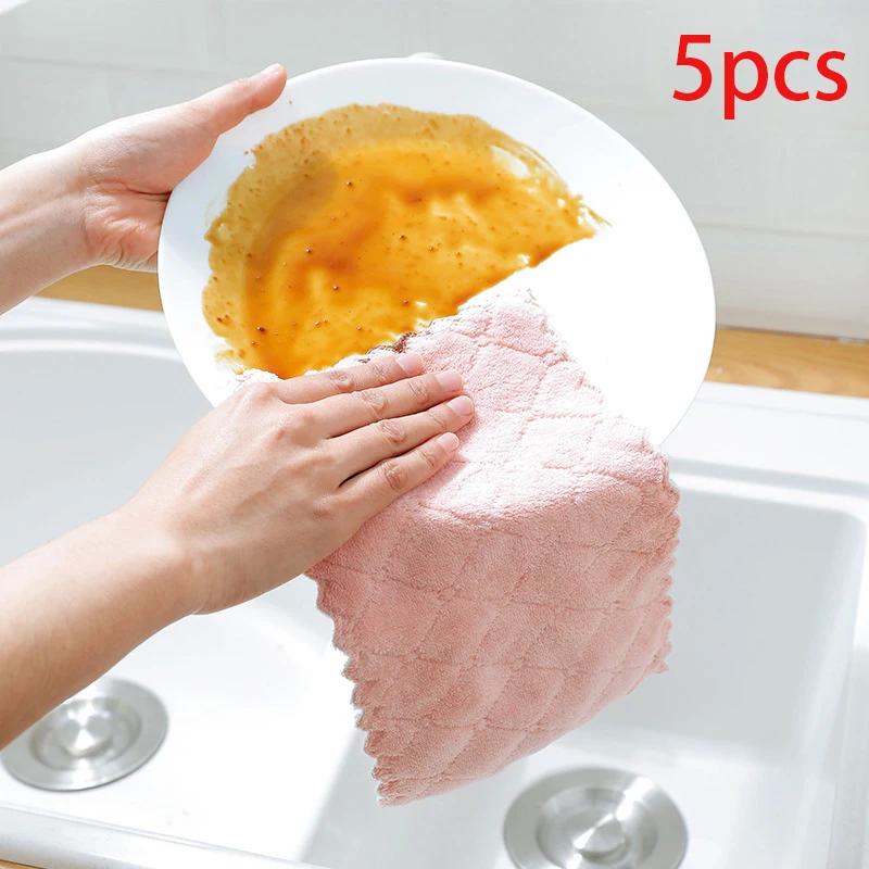5 шт. полотенце из микрофибры впитывающие кухонные салфетки для мытья посуды | Дом