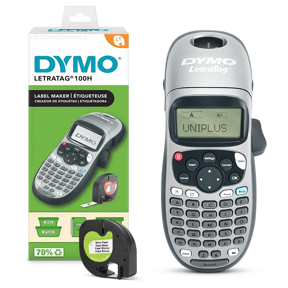 Dymo Letratag 100H 오리지널 Dymo LT100H 라벨 메이커 LT-100H Dymo 라벨 프린터 무선 휴대용 라벨링 기계 또는 10PK 라벨