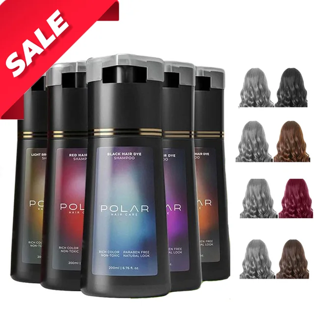 Shampoing de teinture capillaire pour cheveux gris pour femmes et hommes, Kit de teinture capillaire naturelle, Semi-permanent, noir, marron, violet, 200ml 1