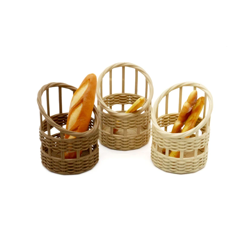 

1:12 Dollhouse Miniature Storage Basket Woven Basket Bread Basket Shopping Basket Kitchen Model Doll House Decor Toy Accessories