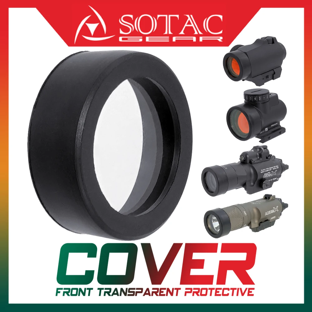 Tactical Transparent Protective Front Cover Objective Lens 26/28/30/38mm Red Dot Sight Weapon Scout Light Flashlight