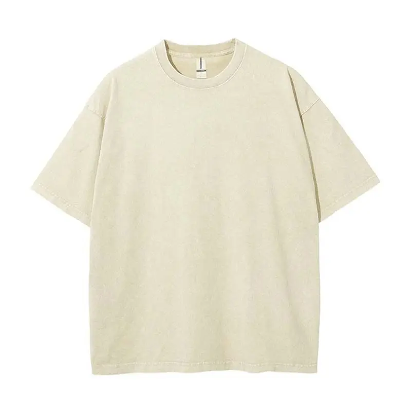 Classic Vintage-Style Distressed Heavyweight Cotton T-shirt with Custom Logo