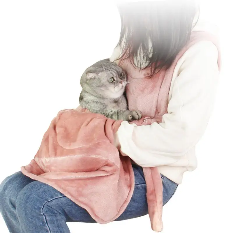 

Soft Cat Carrier Flannel Wrap Apron For Cats Pet Sleeping Bag With Pocket For Home Travel Warm Carrier Pouch For Daily Life