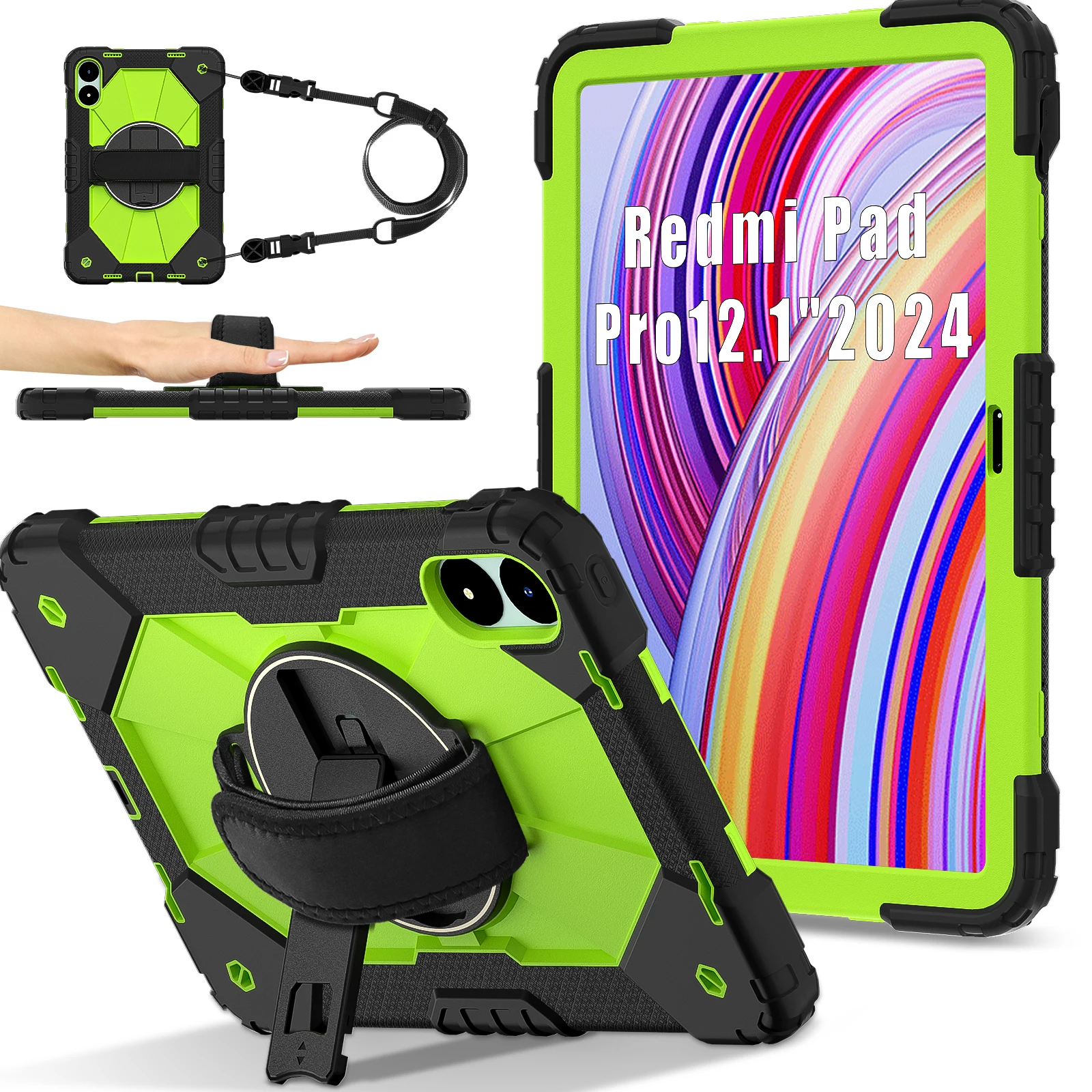 Kickstand Armor Case with 360° Rotation and Shoulder Strap