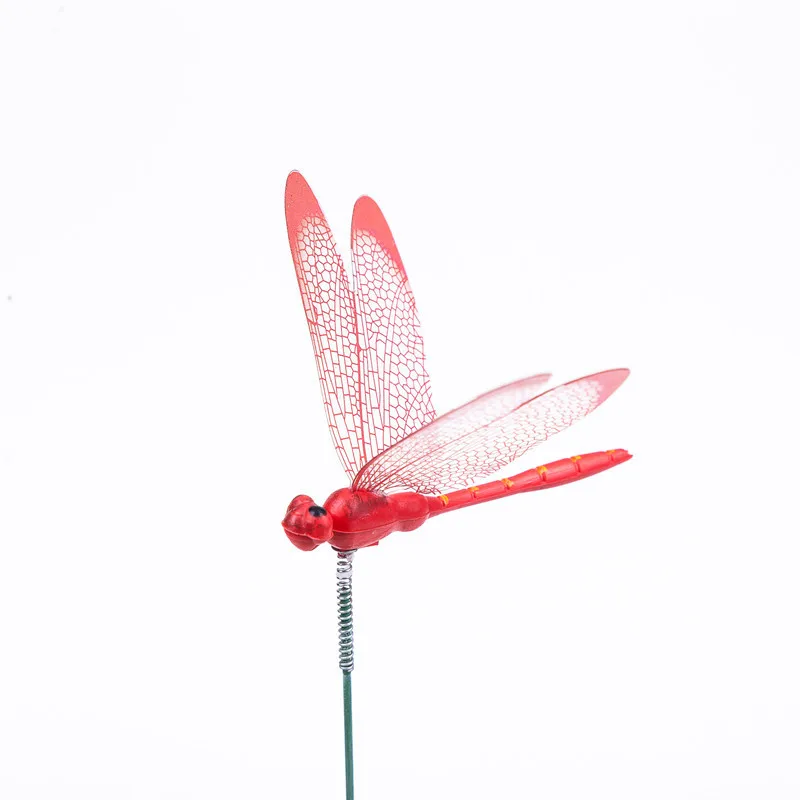 10Pcs Dragonflies Insert Rod Gardening Decoration Simulation Dragonfly Home Decoration Background Gardening Decoration