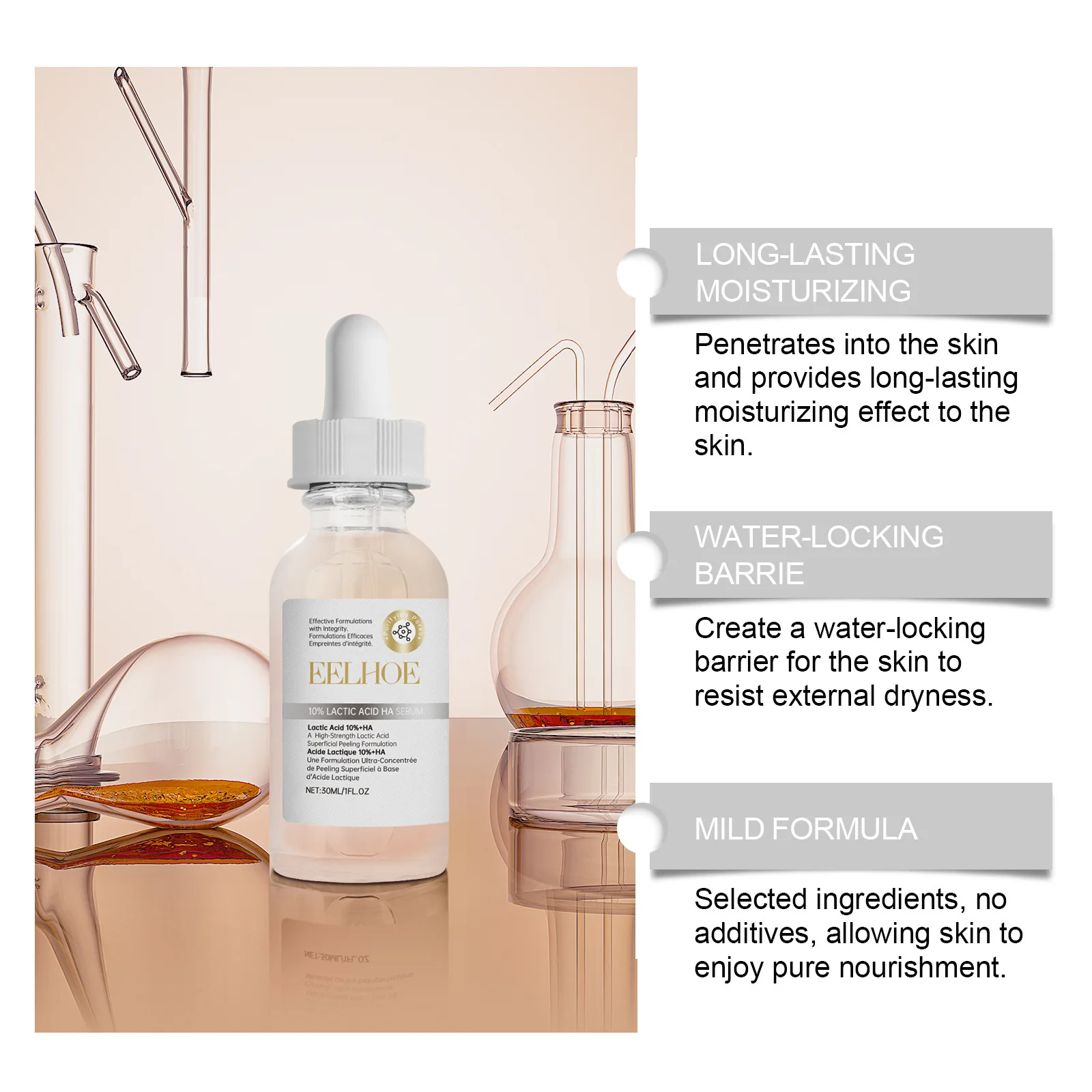 EELHOE Skin Repair Serum 10% Sodium Hyaluronate Moisturizing Face Smooth Refresh Strengthen Skin Barrier Brightening Face Serum 4