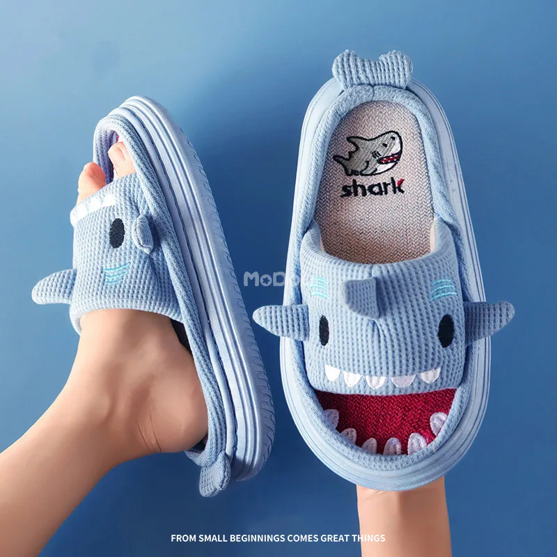 Mo Dou All Senson Designer Slippers Cute Cartoon Lovely Animals Bedroom Cotton Home Shoes Indoor Thick Sole Couples Men Women 4