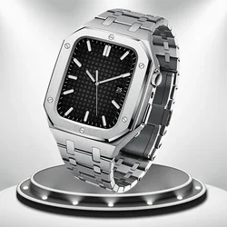 Luxury Modification Mod Kit with Metal Bezel Frame and Strap for Series 789  45mm (6 screws Silver)