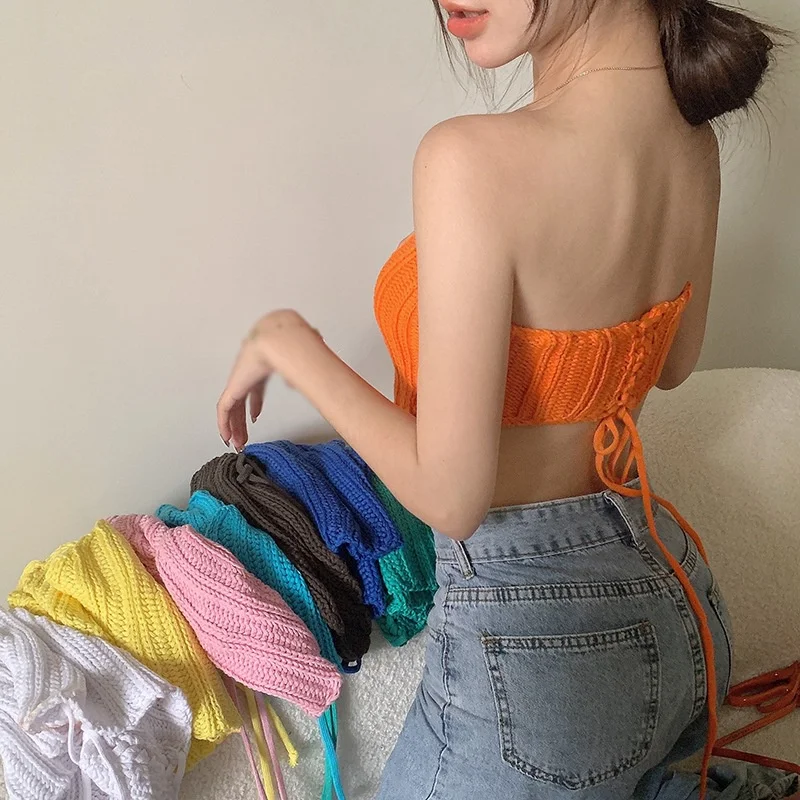 

Women's Knitted Vests Irregular Backless Camisole