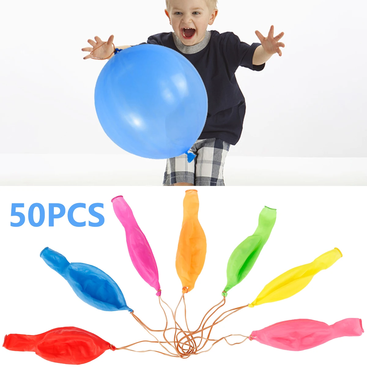 50/100 Stück Bounce-Luftballons mit Gummiband, bunte Stanzballons, Geburtstagsfeier, Stanzballons, Party, Babyparty, Kinderspiele – Detail 1