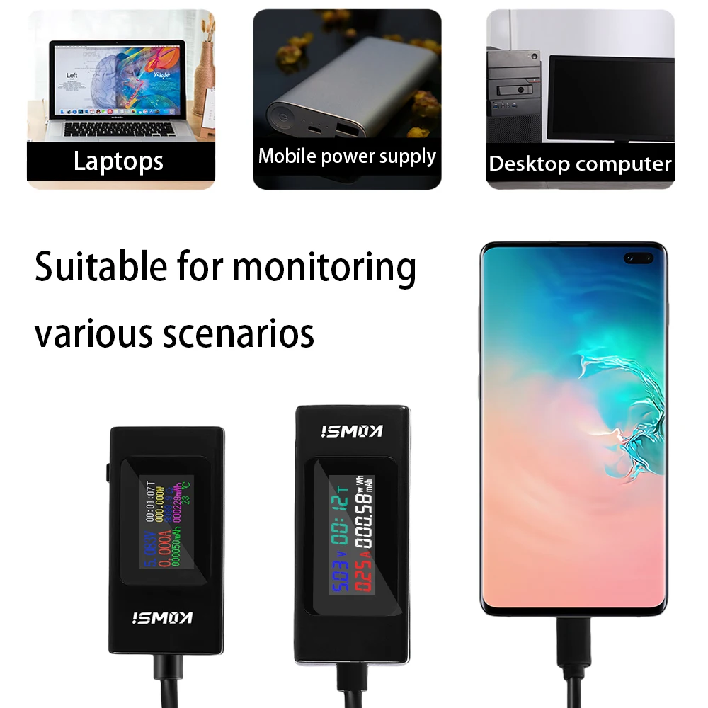Double Type-C Tester DC Digital Voltmeter Amperimetor Voltage Current Meter Ammeter Detector Power Bank Charger Indicator digital multimeter,digital voltmeter,voltage tester,digital current meter,multimeter tester