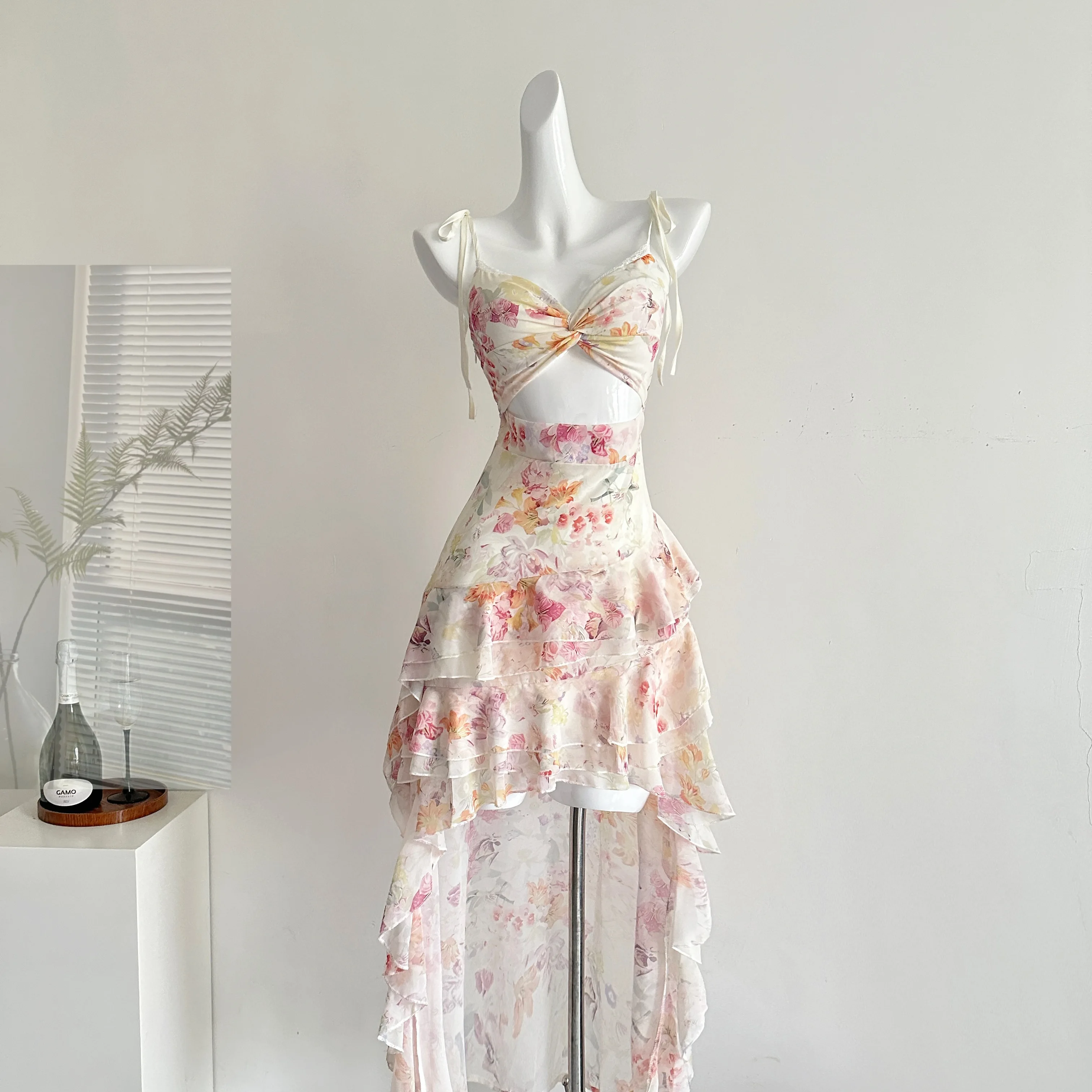 Coquette French Vintage Hollow Out Cami Dress - Summer 2025 Collection