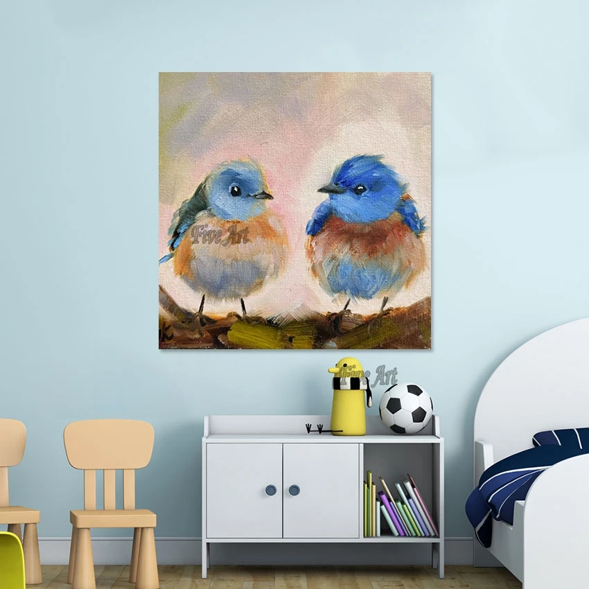 

Two lovely Birds Canvas Art Animal Modern Paintings Handmade Quality Artwork Wall Picture For Bedroom Home Furnishing Decoration
