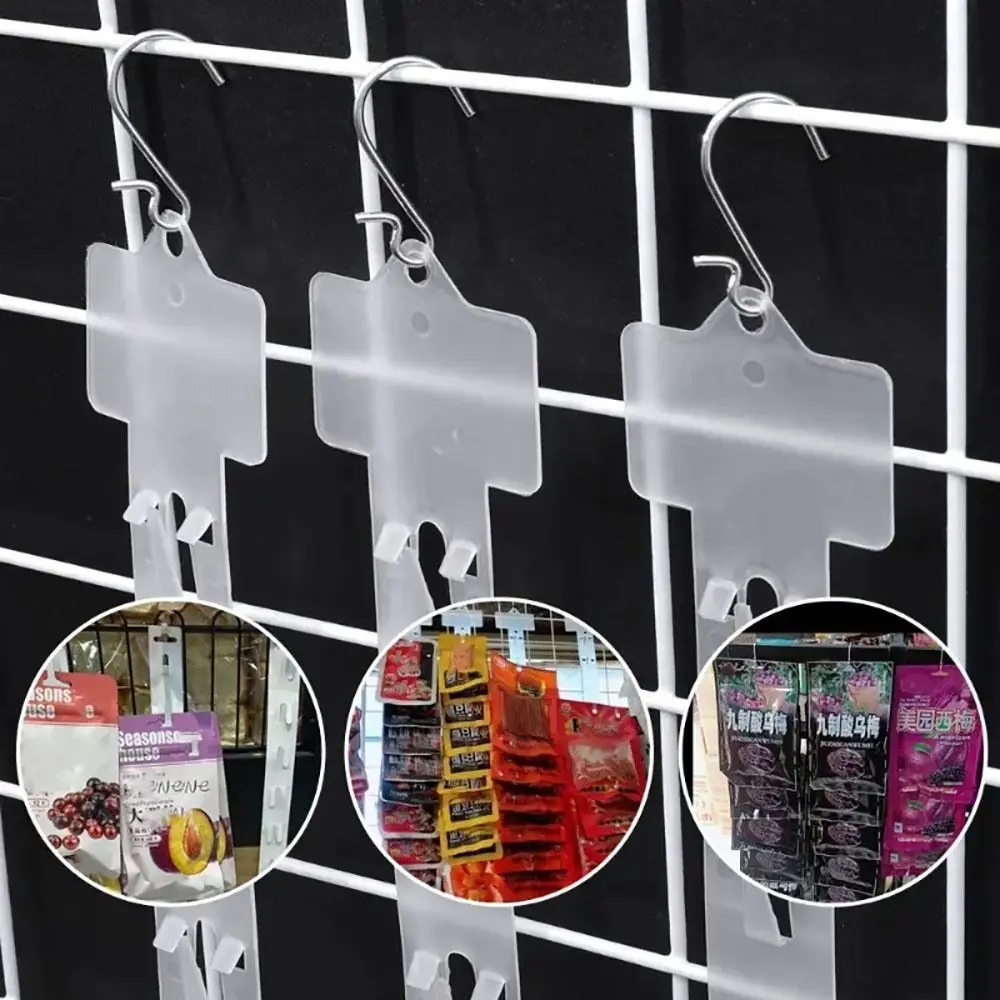 4Pcs Plastic Snack Hanging Strips with Label Header Useful Display Hanger with 12 Hooks Merchandising Clip Strip