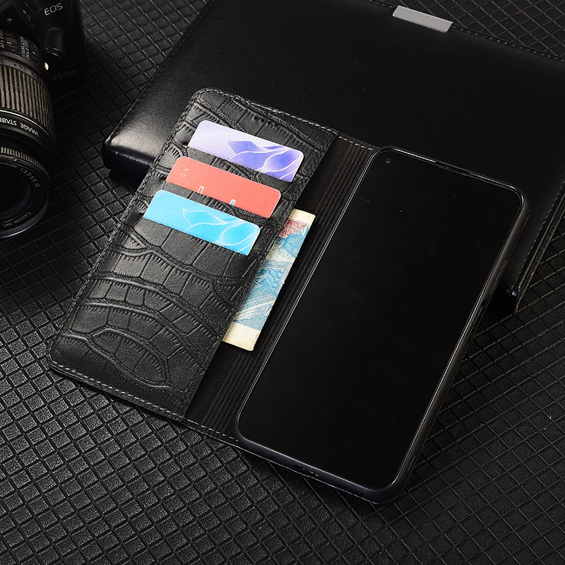 Premium Genuine Leather Magnetic Wallet Phone Case with Flip Slot