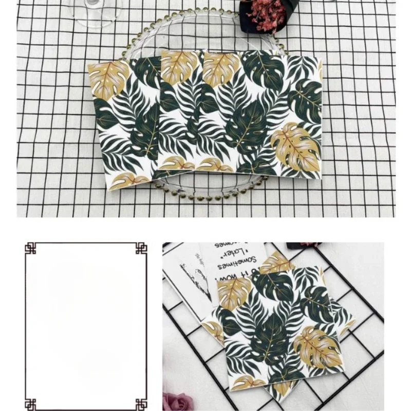 Colourful Printed Napkins Leaves 2 Layers Wood Pulp Paper Folding Disposable Paper Placemats Party Napkins 20pcs/pac 33cm