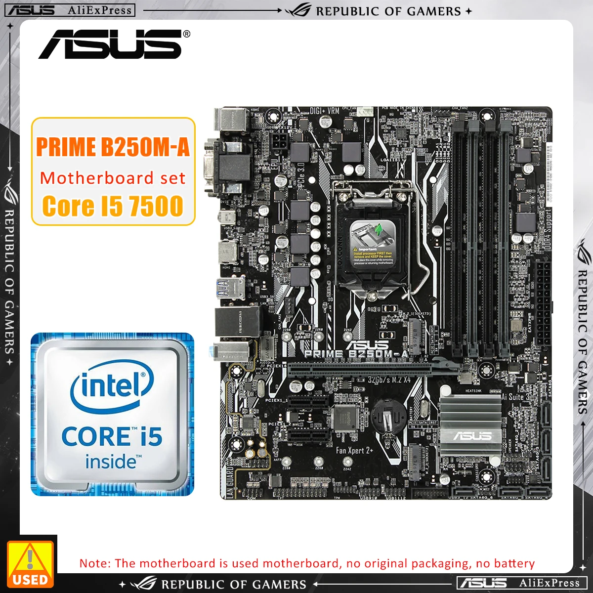 

Материнская плата LGA 1151, комплект Asus PRIME B250M-A + I5 7500 cpu Intel B250 4 × DDR4 64 Гб PCI-E 3,0 2 × M.2 USB3.1 micro ATX
