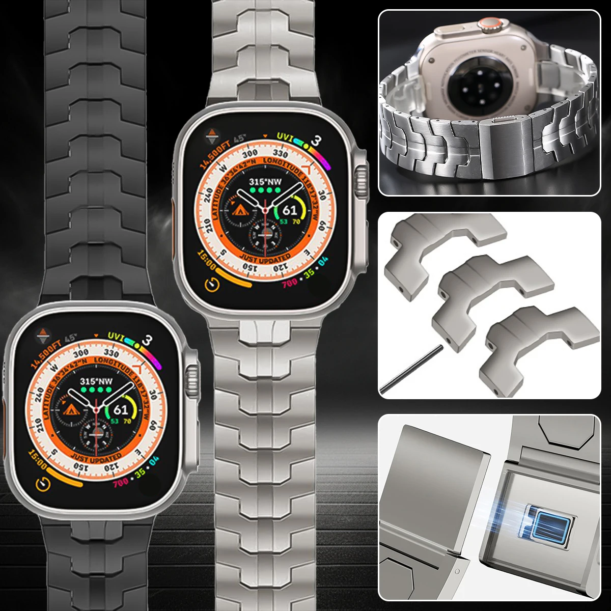Titanium Color Stainless Steel Strap - Ultra 4 Metal Band