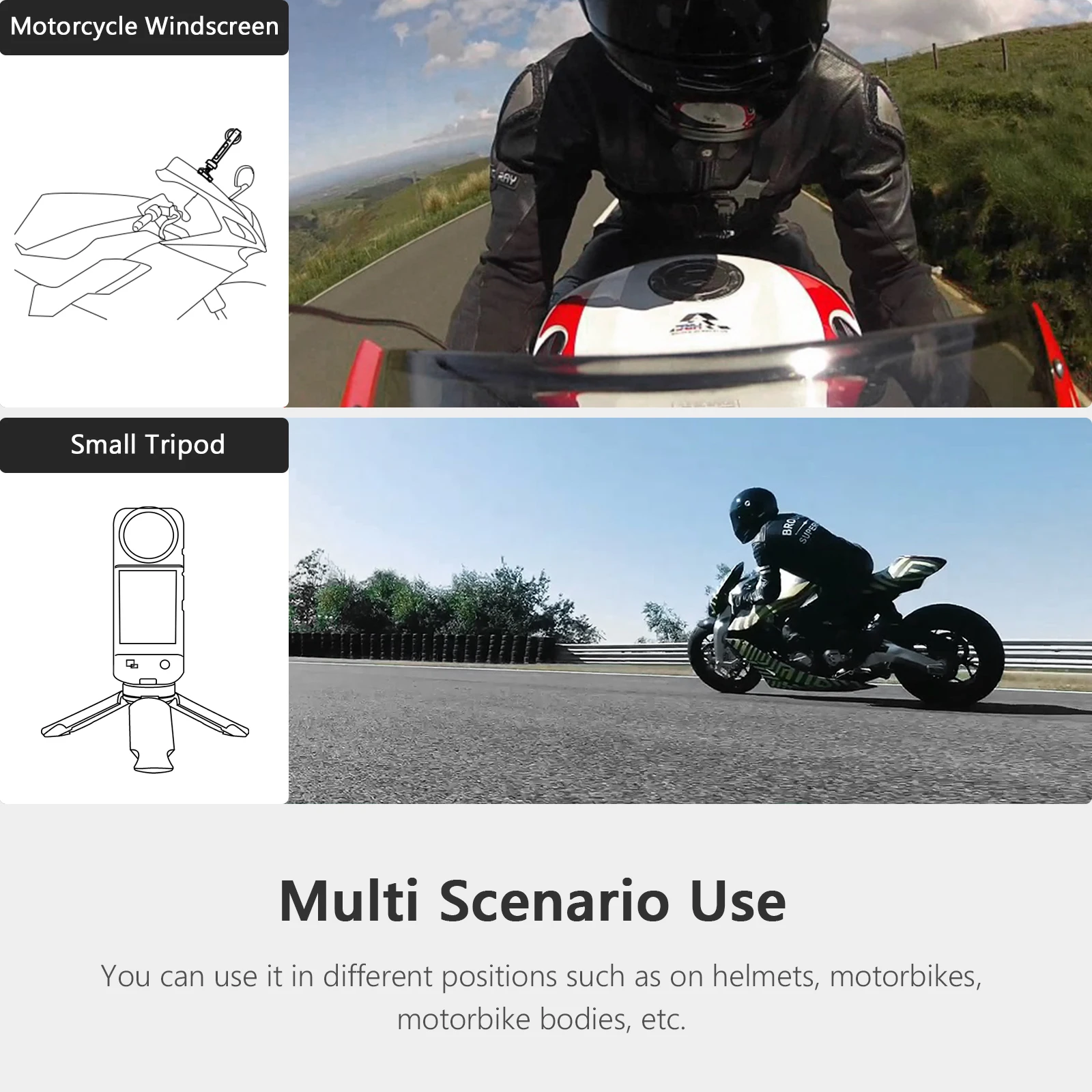 Vamson Acessórios da Motocicleta Kit de Montagem para Insta360 x3 um x2 rs para Gopro Hero 11 10 Incluindo Liga Alumínio Braço Extensão - Image 3