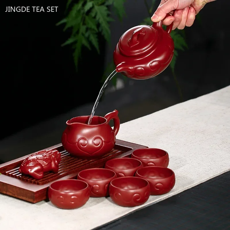 High Quality Purple Clay Tea Set Custom Teapot and Cup Set Handmade Antique Tea Pot Gift Traditional Dahongpao Beauty Teaware