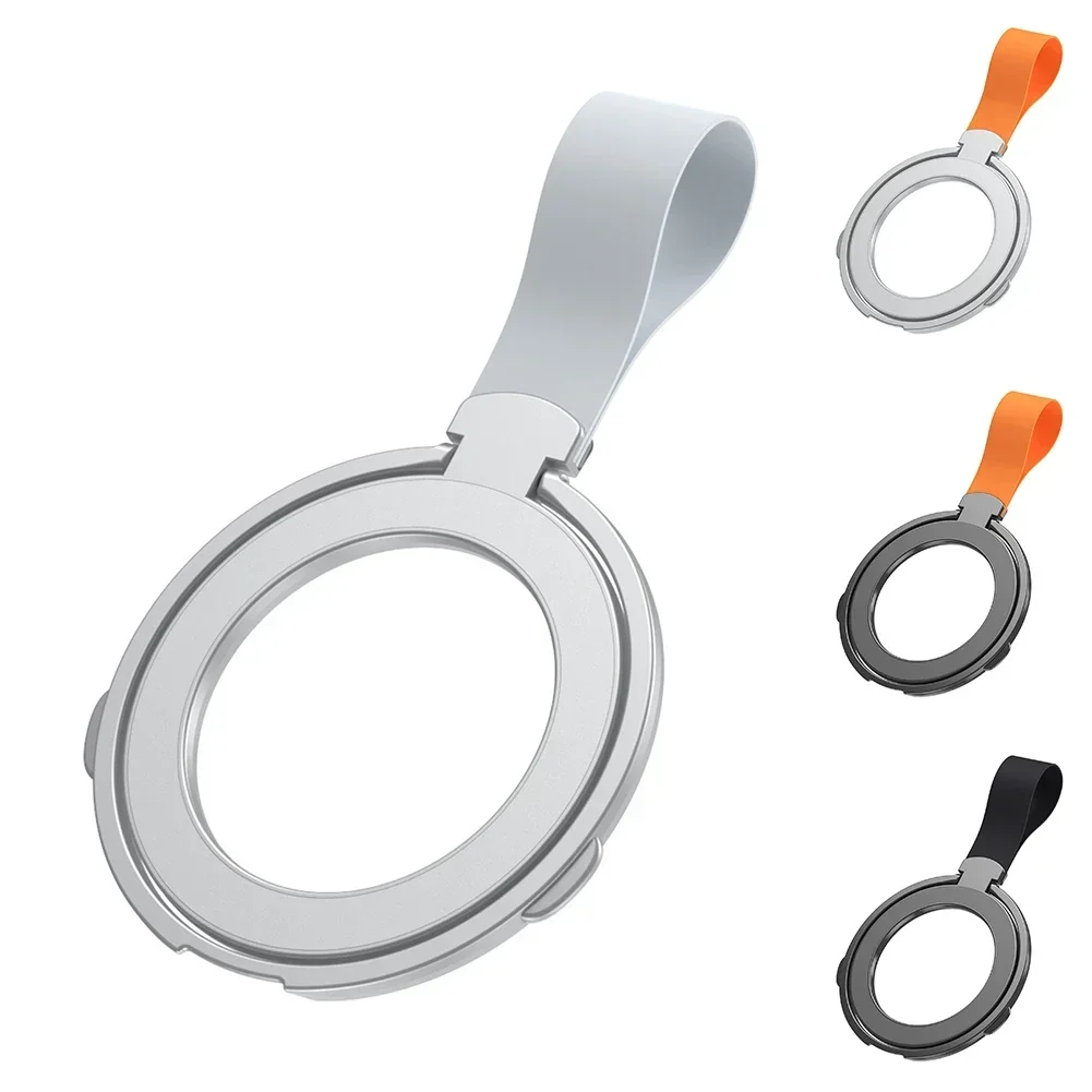 Magnetic Foldable Finger Ring Silica Hanging Rope Holder Rotatable Phone Stand Wireless Charging Friendly For Smart Phones