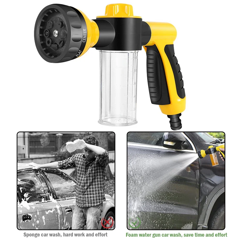 Multifunctional Adjustable Mode Water Gun Nozzle with Foam Container Tool Dog bath spray gun Garden Watering Jet Sprayer