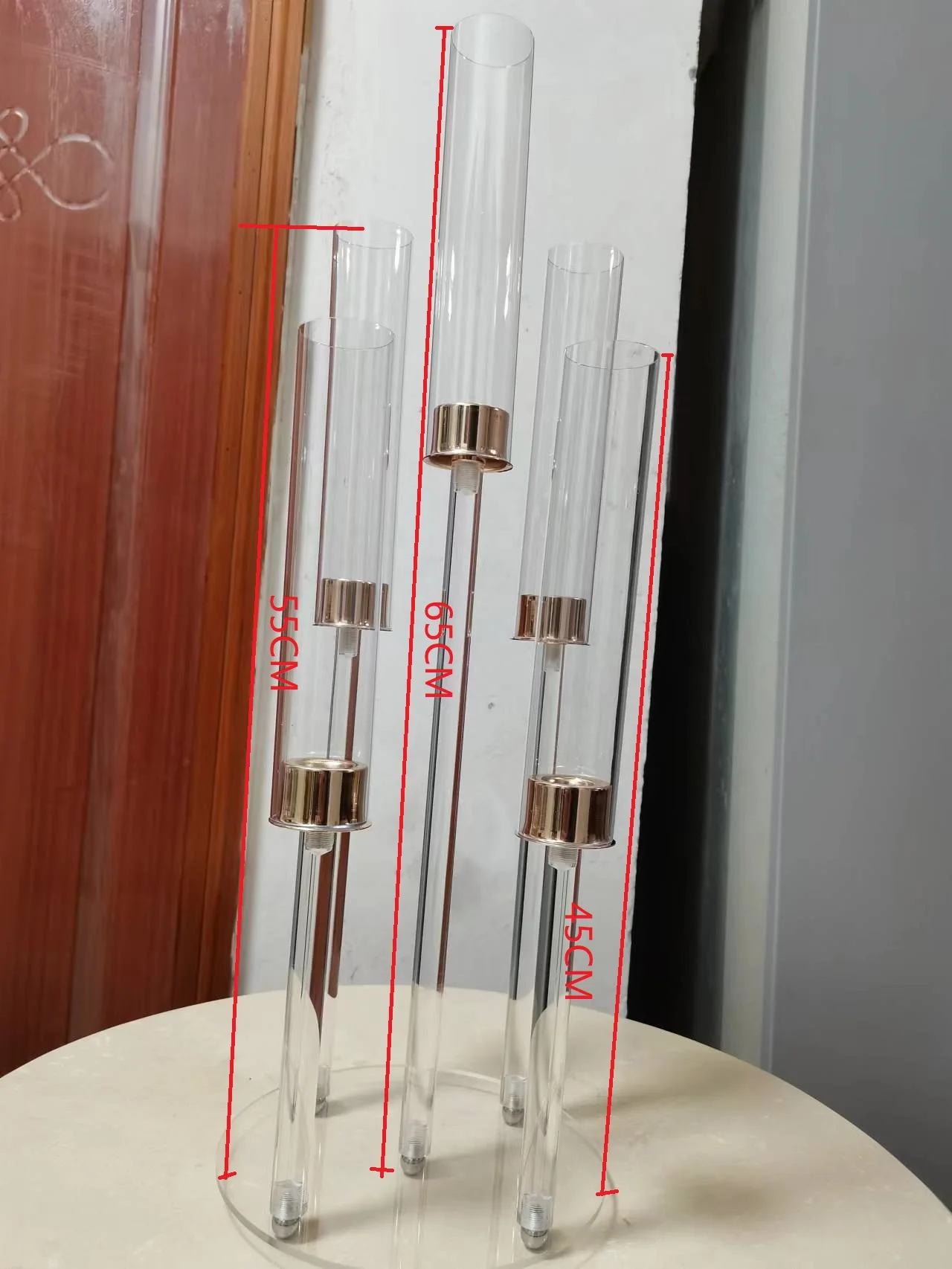 New High Clear Candle Holder Wedding Centerpiece Acrylic 5 Arms Candle Holder/or 6pcsLED Candles for Party and Wedding 1pc candle holders,led candles