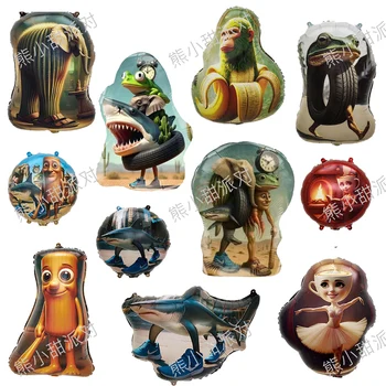 Cartoon Tung Tung Sahur Tralalo Tema Festa di compleanno Decorazione Forniture Gioco Cervello italiano Palloncini foil Regalo per bambini 1
