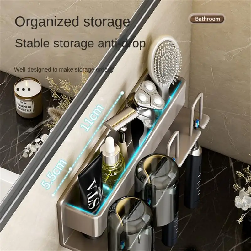 Storage Rack Ventilate Drain Water Hanging Storage No Punch Holes Wall Mounted Toothbrush Holder toothbrush holder