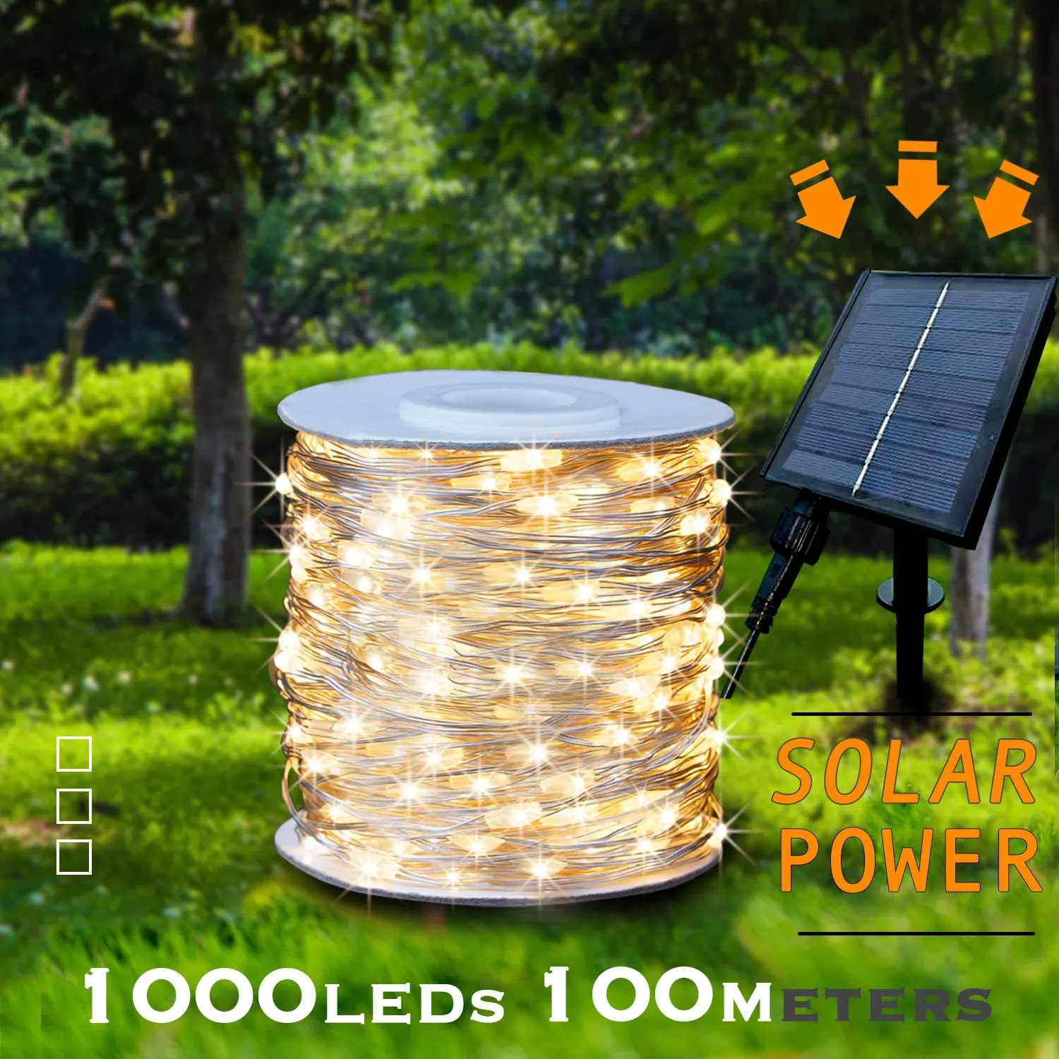 10203050100MetersOutdoorSolarStringLightsLEDGarlandsFairy