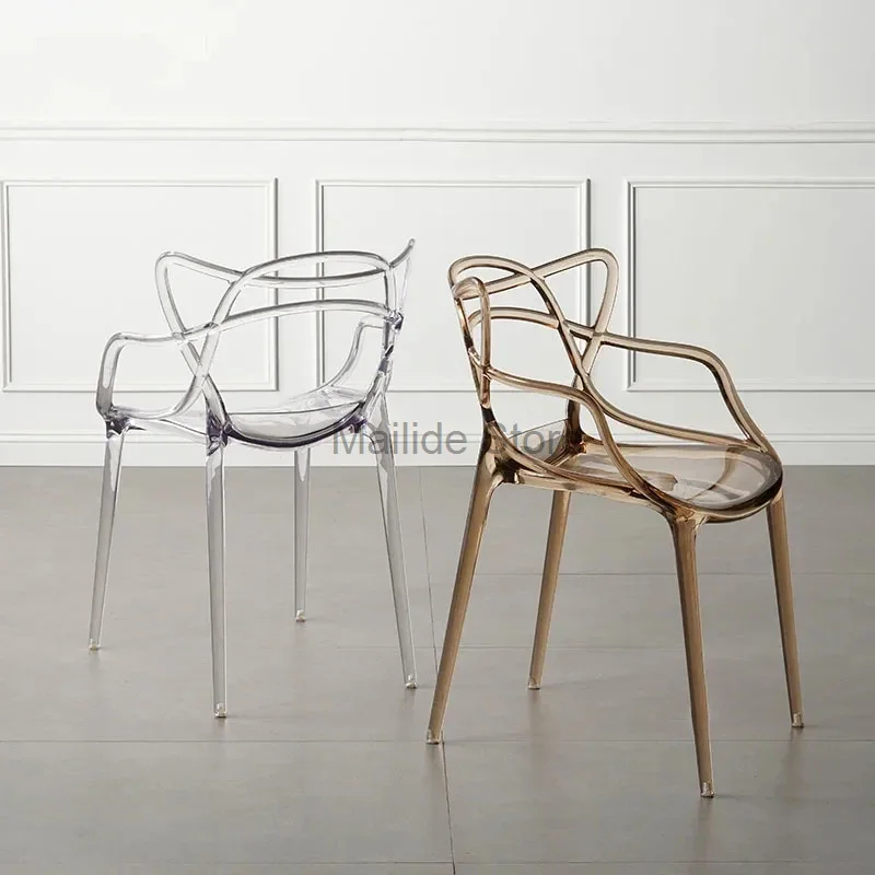 Nordic Transparent Acrylic Dining Chairs Dining Room Furniture Plastic Crystal Chair Minimalist Single Creative Dining Chair acrylic dining chair transparent chair ins wind folding stool plastic designer furniture milk tea net red clothing store photo