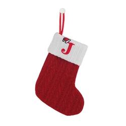 Festive Christmas Alphabet Knitted Socks Ornaments (J)
