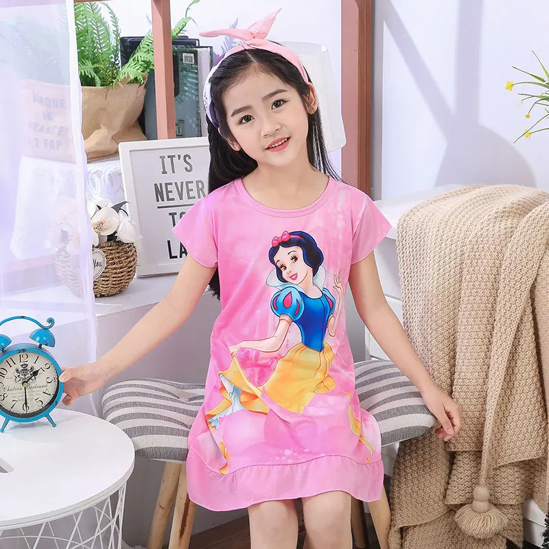 Frozen Snow White Princess Dress Cute Summer Kids Clothes Sleeping Skirt Girl Homewear Nightdress Children's Pajamas for Girls