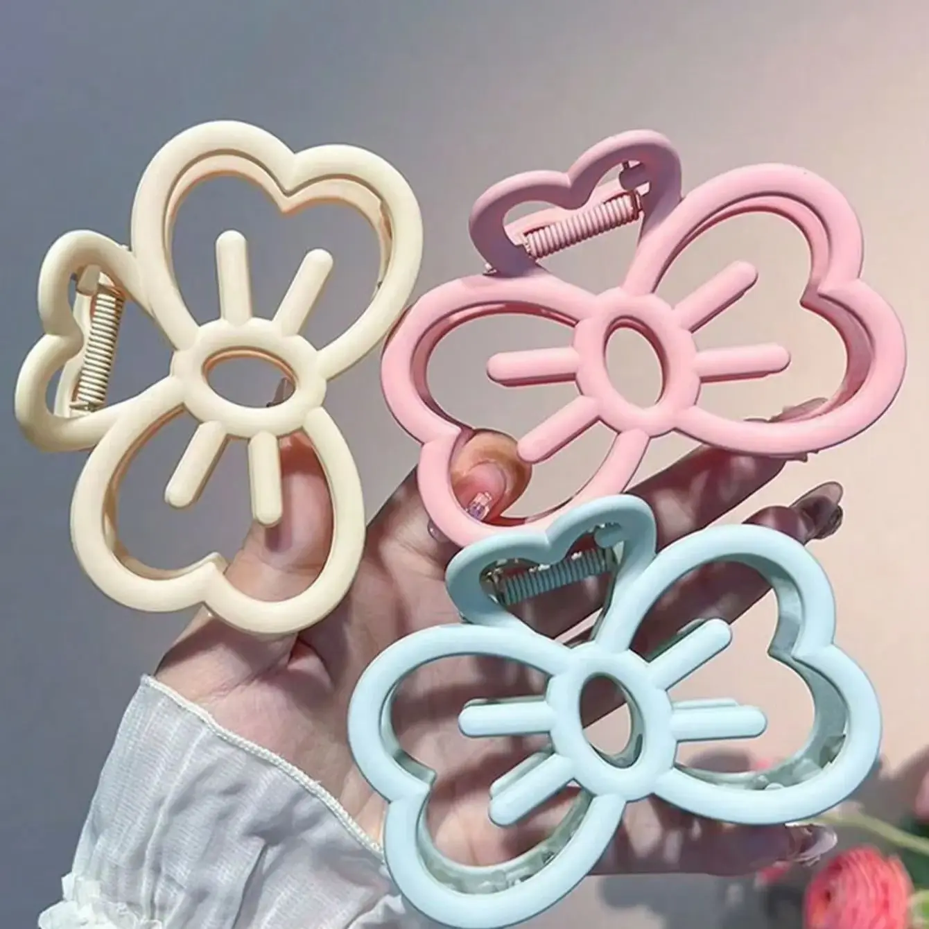 1/3Pcs Neue Candy Farbe Katze Bogen Haar Clip Mode Krabben Kunststoff Klaue Clip Für Mädchen Süße Haar Klaue frauen Haar Zubehör – Detail 1
