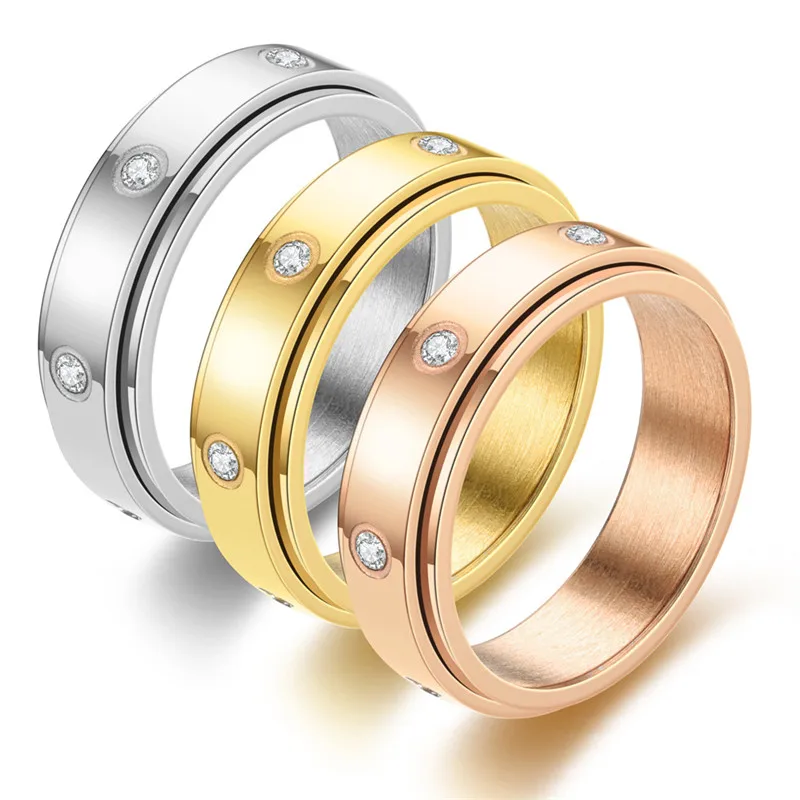 2025 Fashion Style Men's anxiety spinning star and moon 2024 stainless steel pressure resistant rings, rotating gifts, women's rings_voghion.com