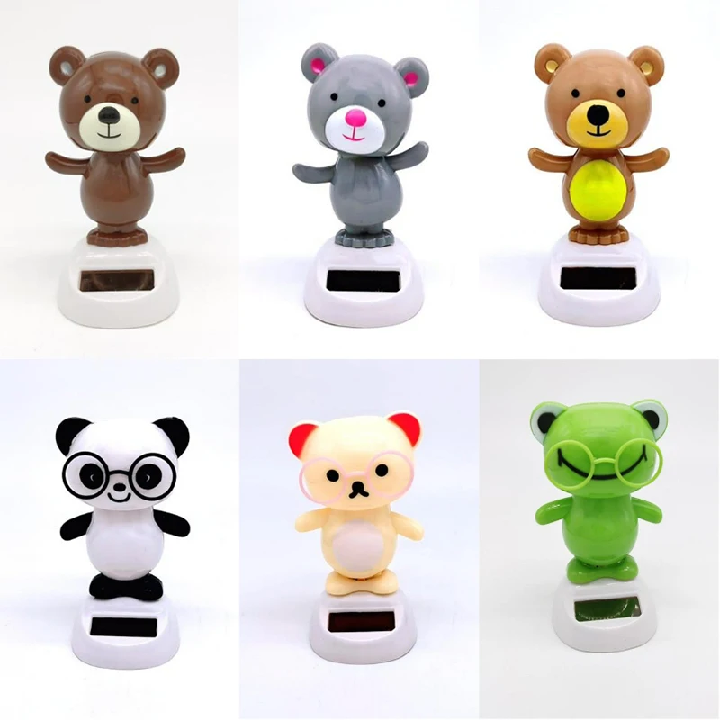Solar Bear Dancing Toys Shaking Head Toy For Car For Automotive Interior Dolls Windowsill Desk Holiday Fun Kid Toy Gift