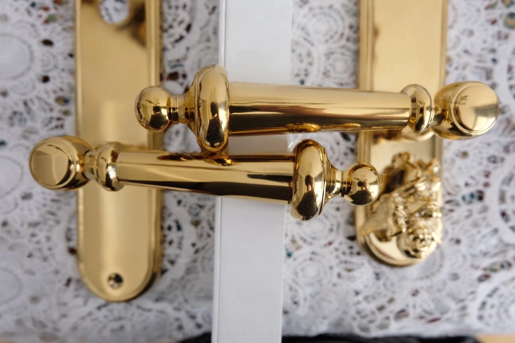 Little Angel Door Lock Brass Gold Plated Exterior Retro Style Entrance Full Copper Silent Bedroom 8